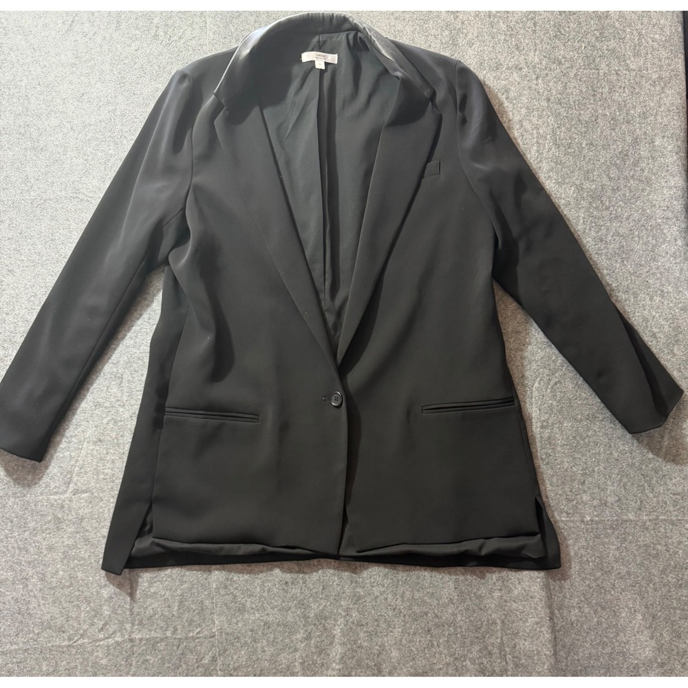 Drew Mens Blazer Black Faux Leather Trim Collar Single Button Jacket XL USA